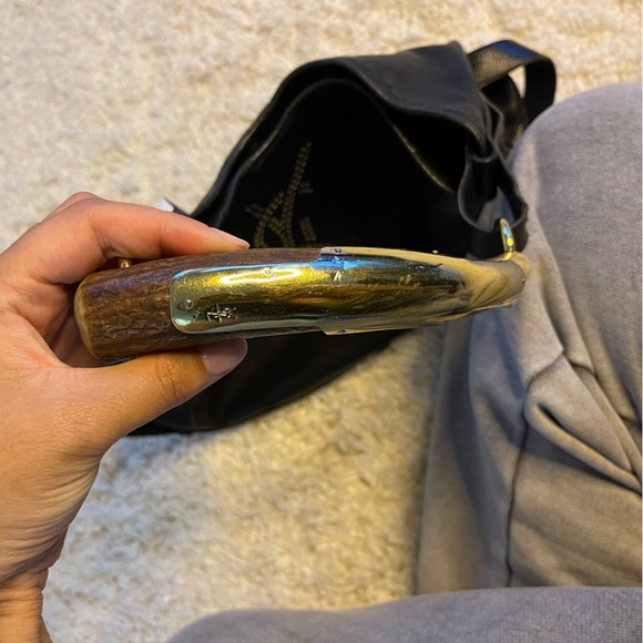 Vintage YSL Mombasa Black Leather Hobo Bag w Deer Horn Handle –Rare Shoulder Bag - Picture 8 of 13